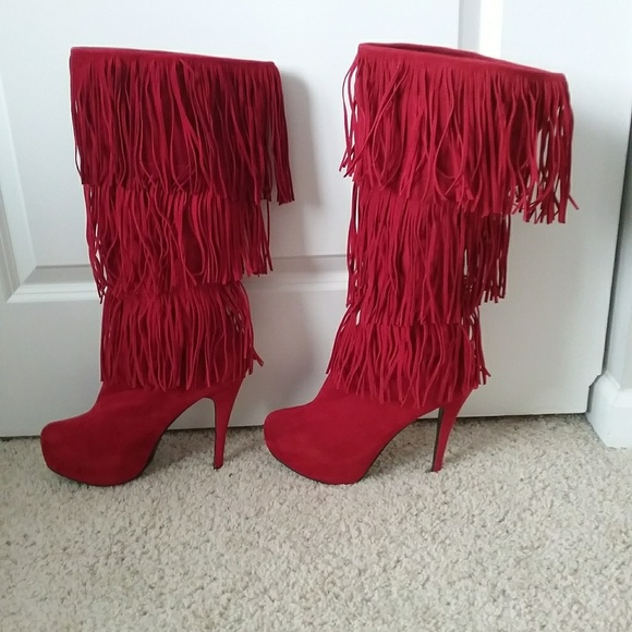 Shoes - Red Fringe Boots!